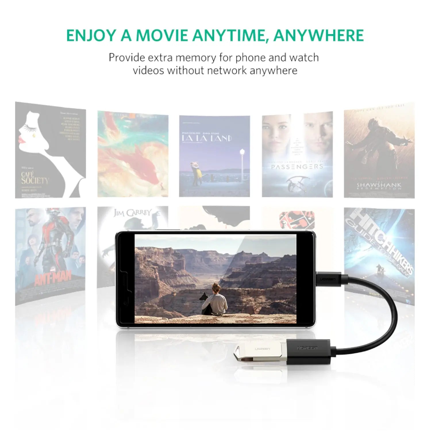 UGREEN Type-C to USB-A Adapter (Male to Female, 15cm)– Black