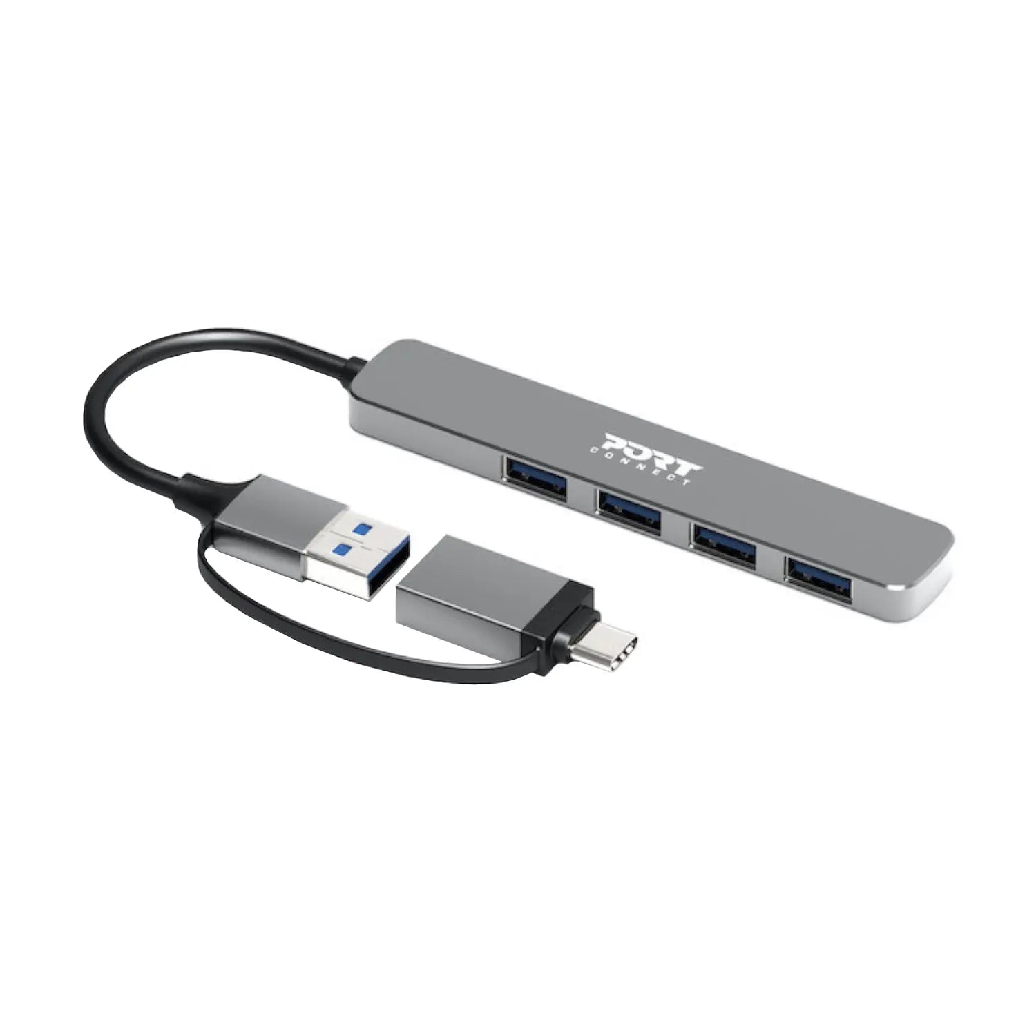 Port Connect USB Type-C to 4-port USB-A 3.0 Hub