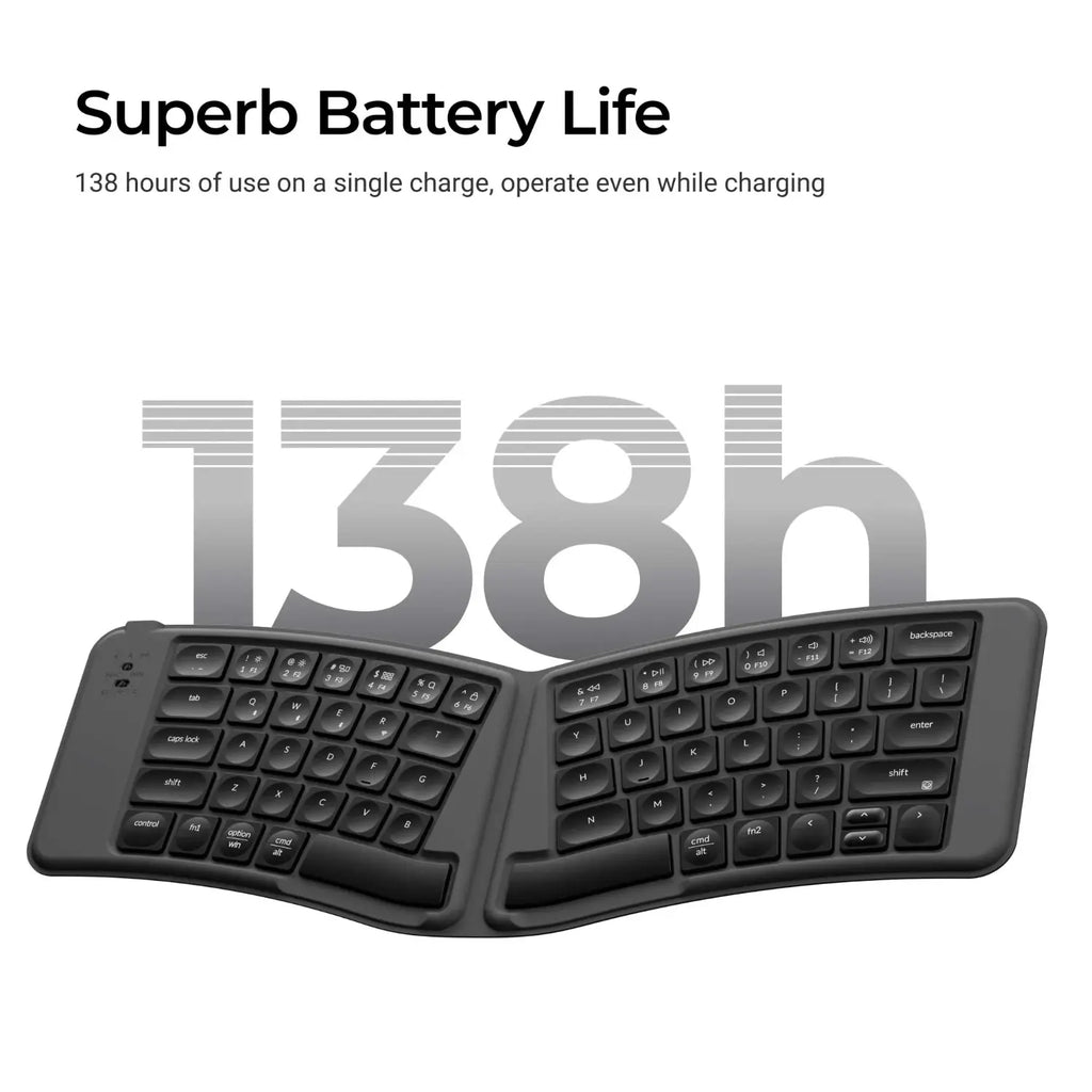 Keychron B11 Pro Ultra-Slim Wireless Foldable Keyboard Alice Layout - Space Gray