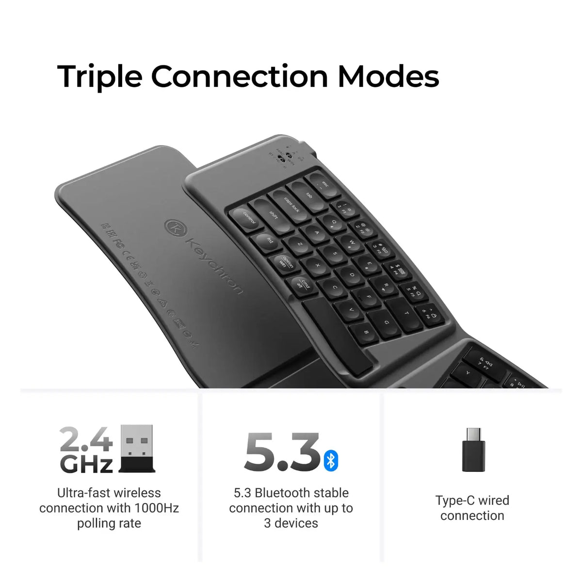 Keychron B11 Pro Ultra-Slim Wireless Foldable Keyboard Alice Layout - Space Gray