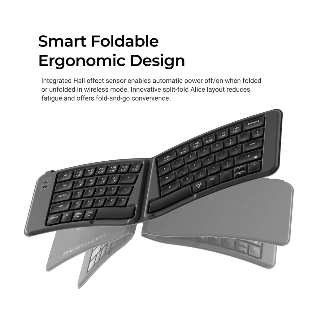 Keychron B11 Pro Ultra-Slim Wireless Foldable Keyboard Alice Layout - Space Gray
