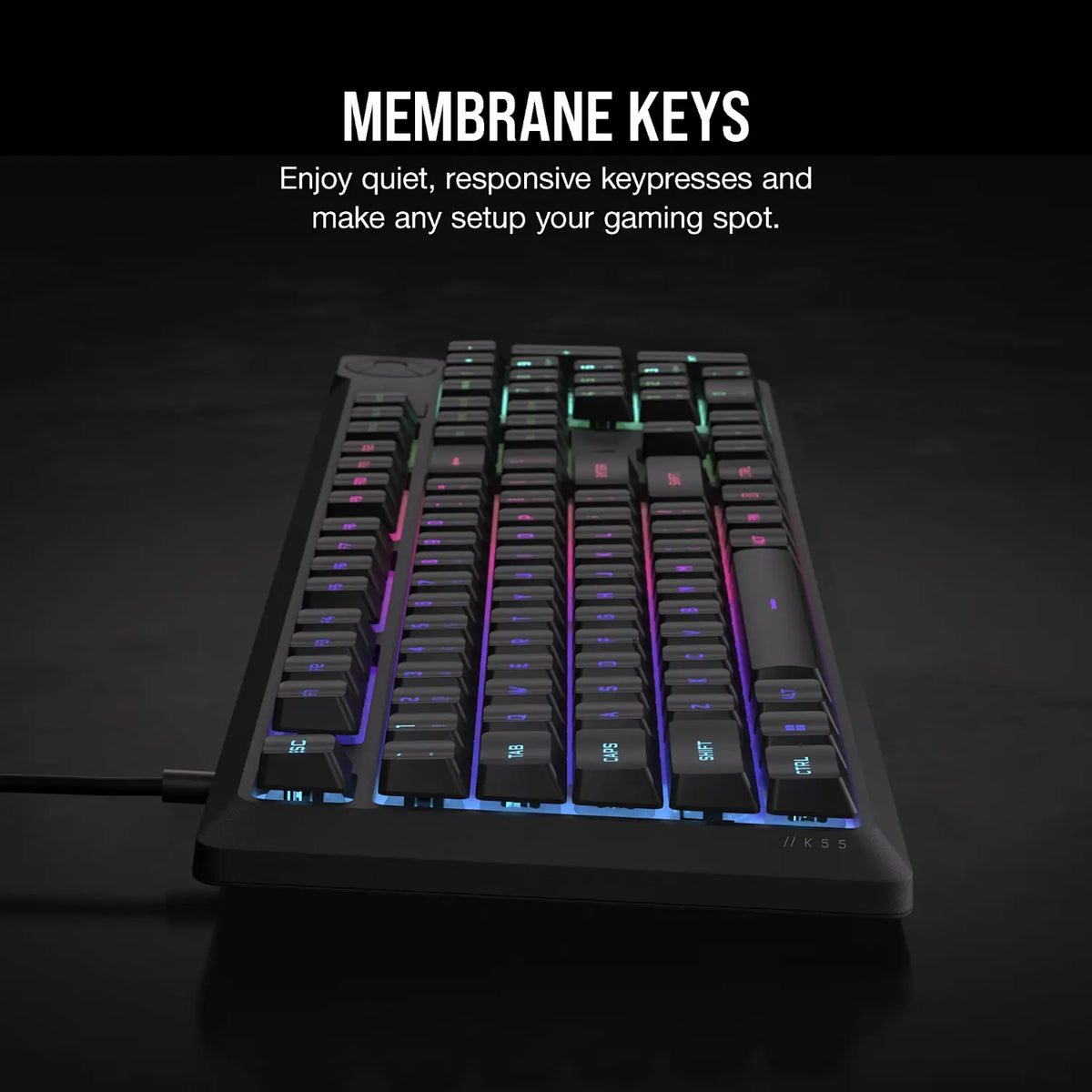 Corsair K55 CORE RGB Gaming Keyboard - Black