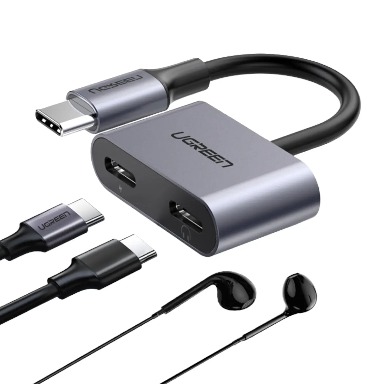 UGREEN USB Type-C Dual Audio and Charging Adapter (15W PD, 2-in-1 Splitter)