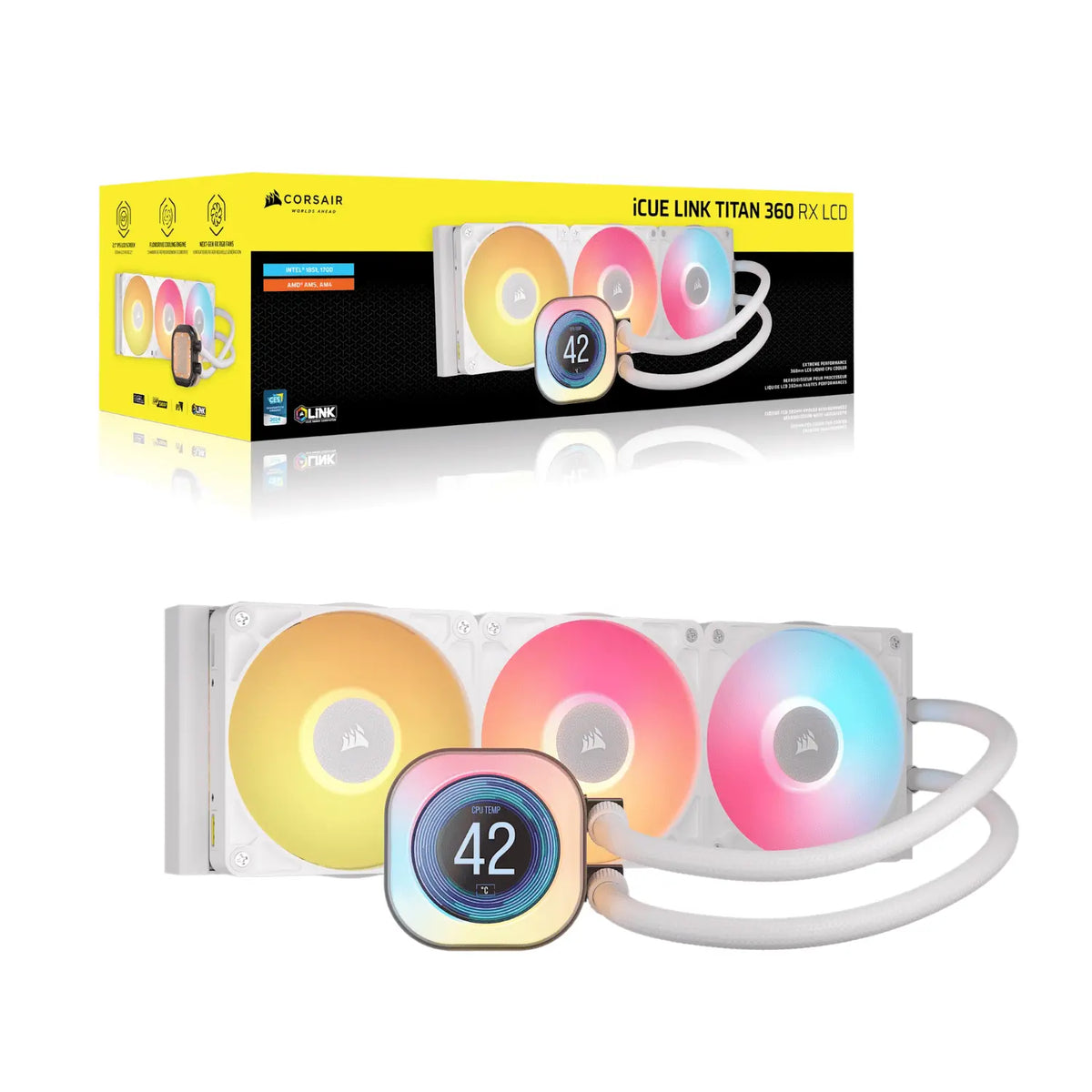 Corsair iCUE LINK TITAN 360 RX LCD Liquid CPU Cooler - White