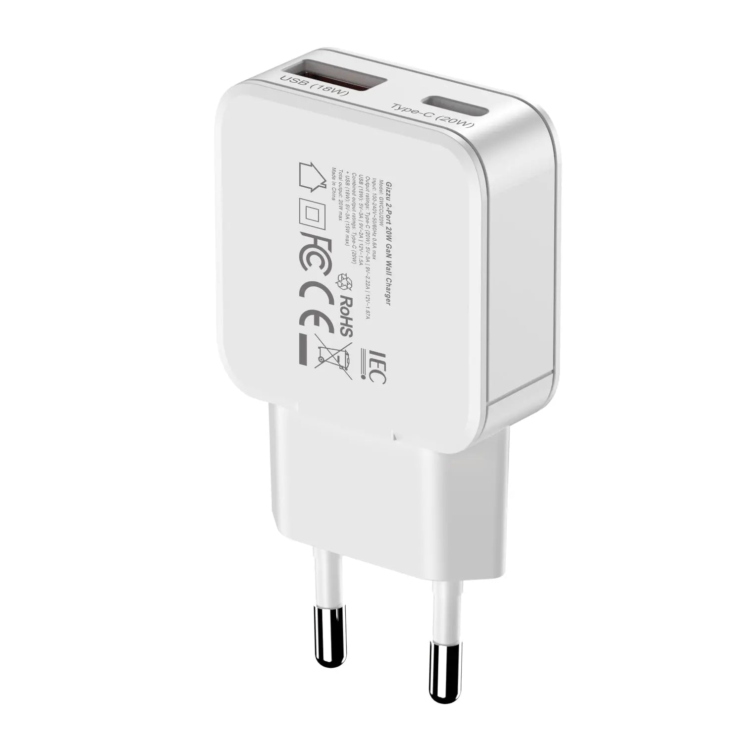 Gizzu 2-Port 20W GaN Wall Charger