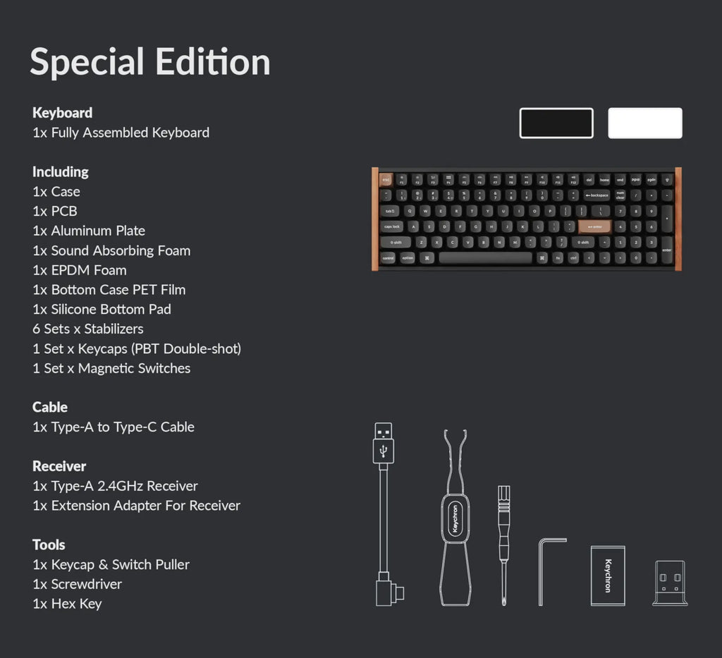 Keychron K4 HE 96% Magnetic Switch Hot-Swap RGB Wireless Keyboard – White (Wood + Aluminium)