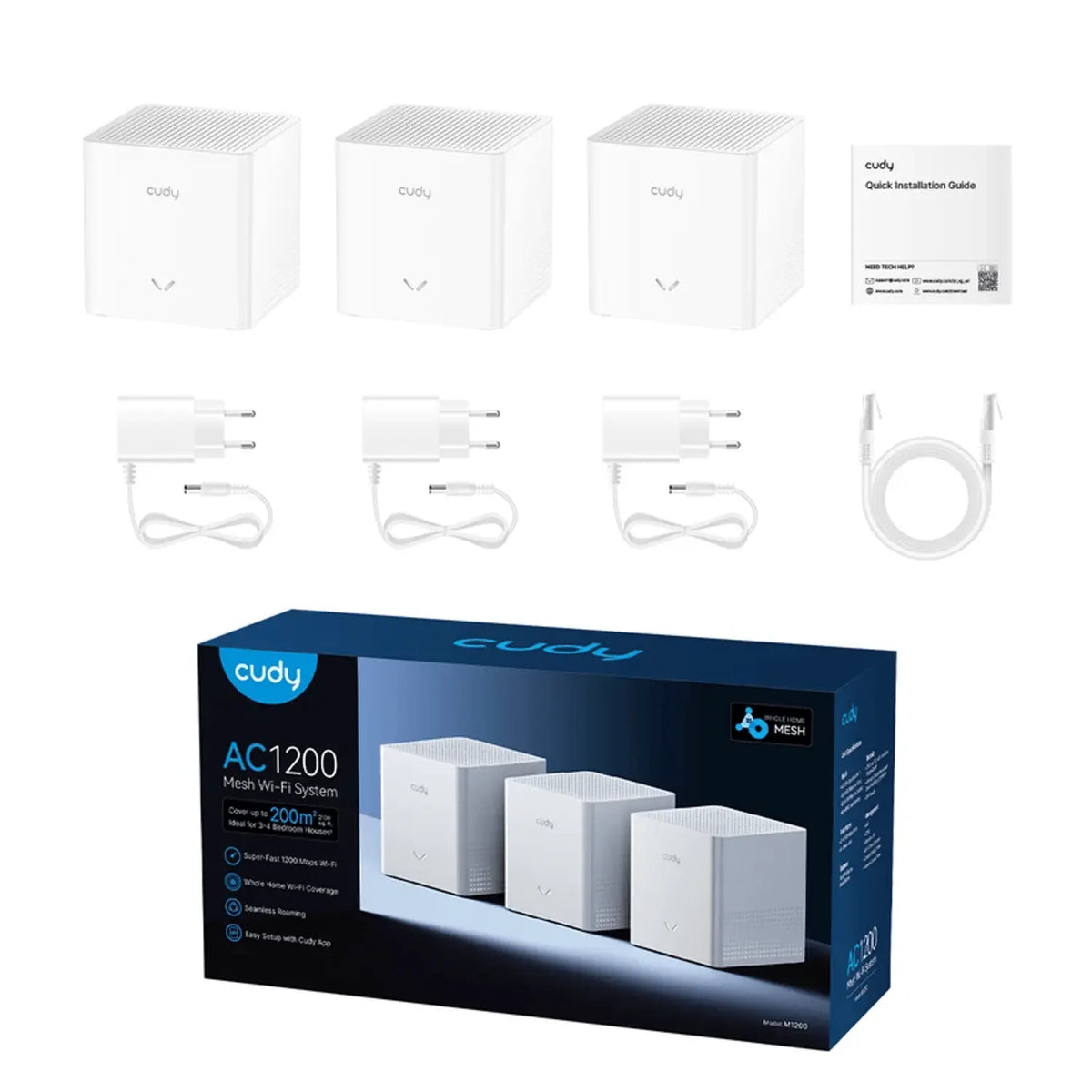 CUDY AC1200 Mesh Wi-Fi System 3 Pack