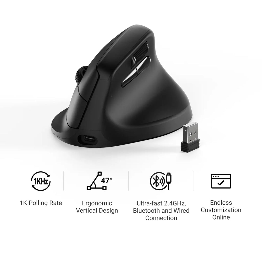 Keychron M5-A29 1K Wireless Mouse (BT/2.4GHz/Wired) - Black