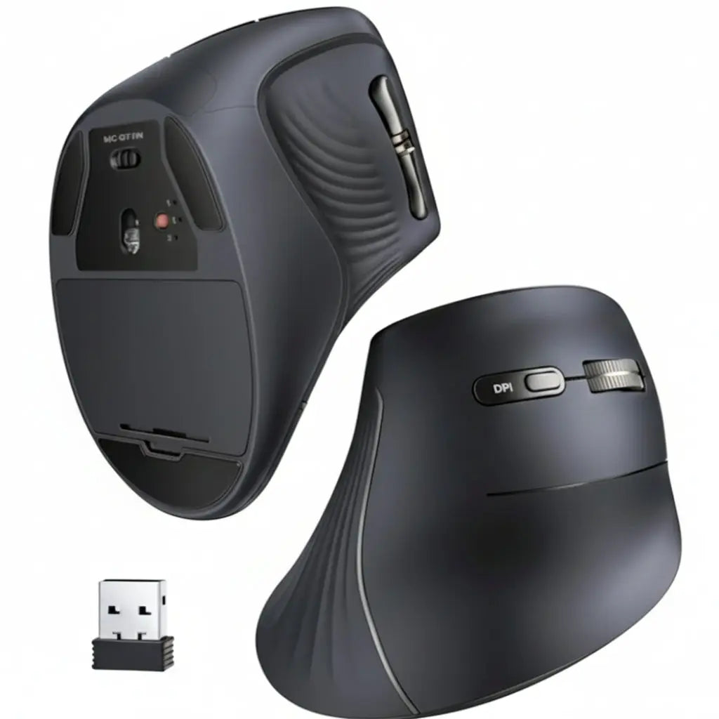 UGREEN Multi-Mode Vertical Mouse Bluetooth and 2.4G Wireless–Black