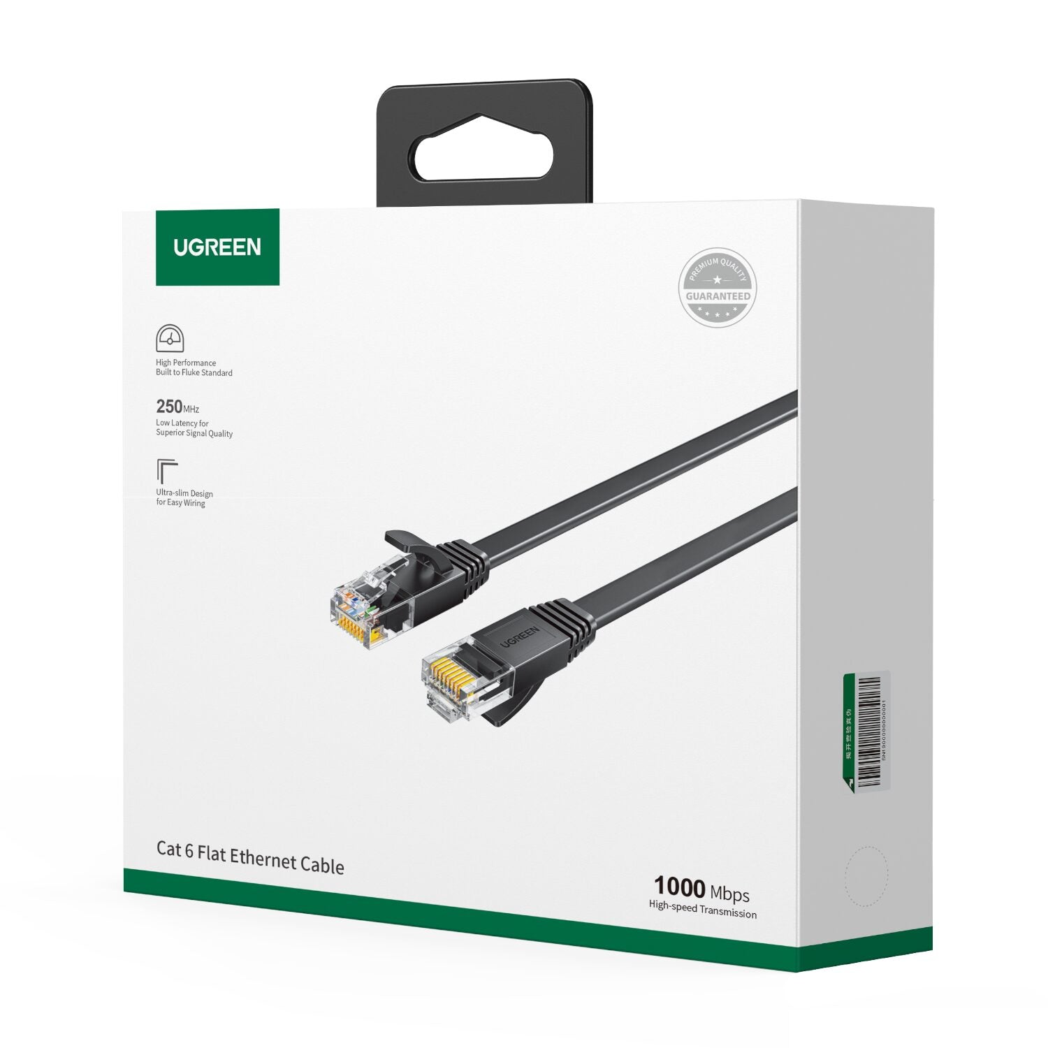 UGREEN NW102 Cat6 U/UTP Flat Ethernet Cable 30m - Black