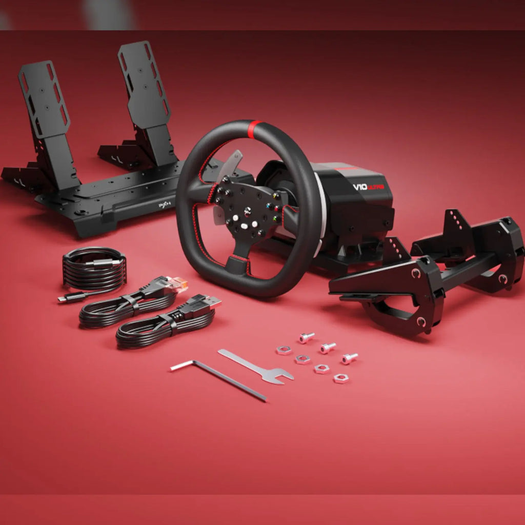 PXN V10 Ultra 270/900° 3.2nm Direct Drive USB Steering Wheel with Hall Effect Dual Pedals