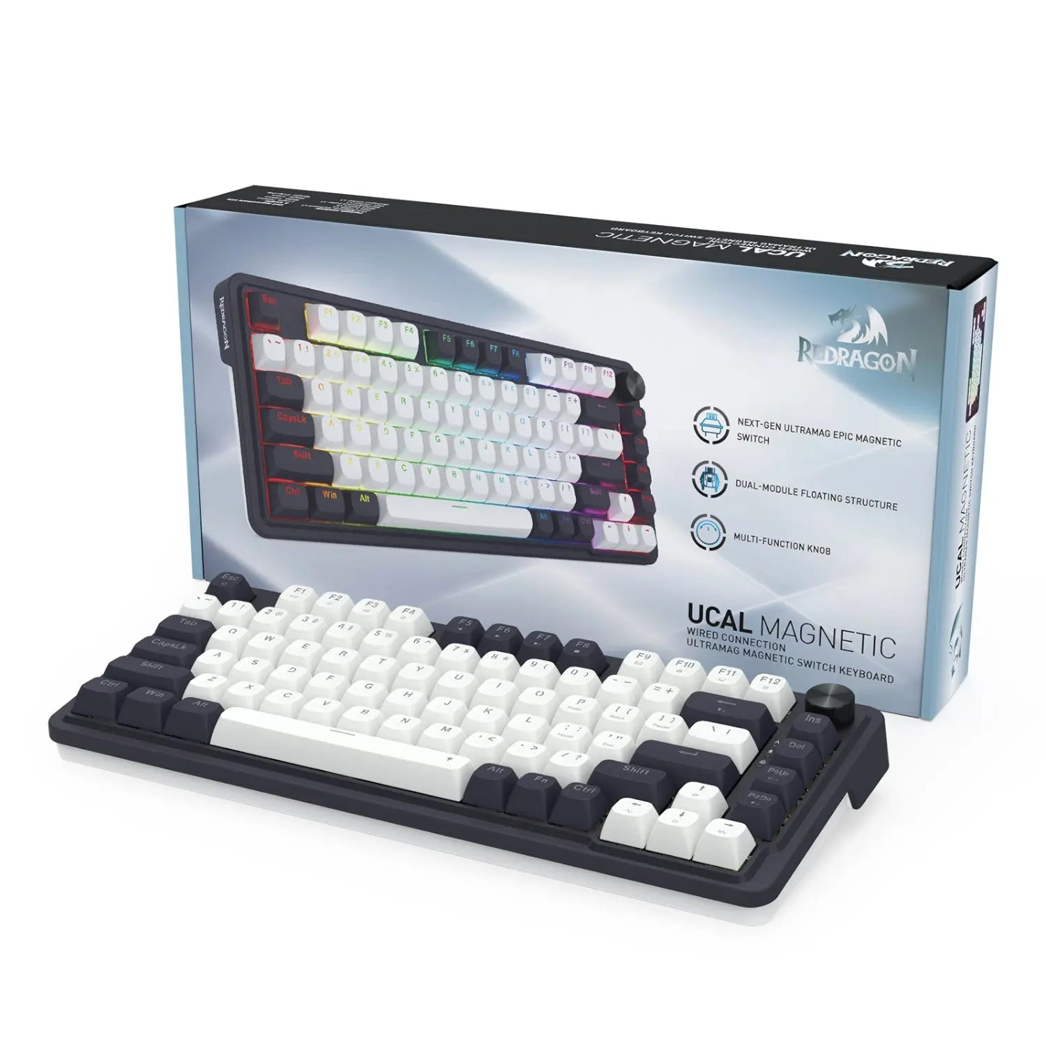 Redragon K673 UCAL 75% Magnetic Ultramag Switch Wired Keyboard - Black