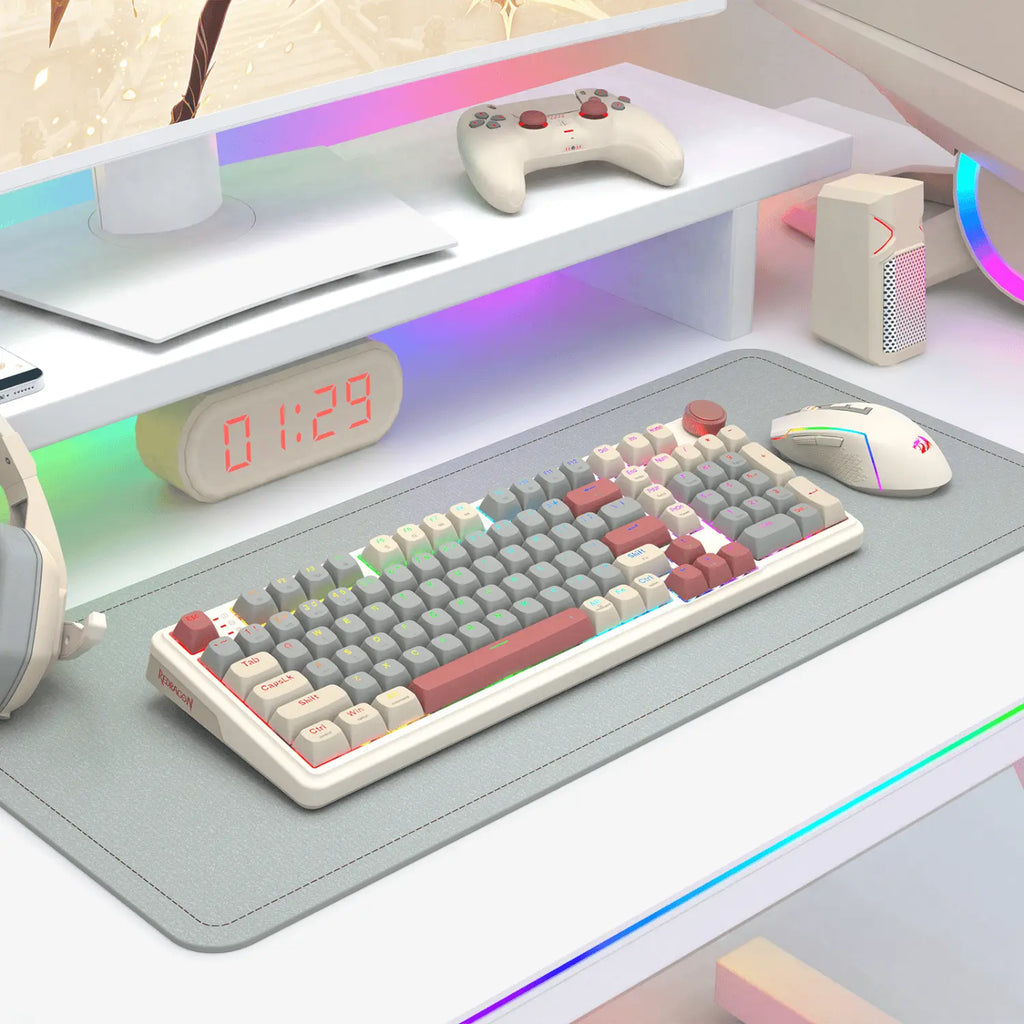 Redragon EISA 100 Retro RGB Wireless Mechanical Keyboard - Cream/Grey