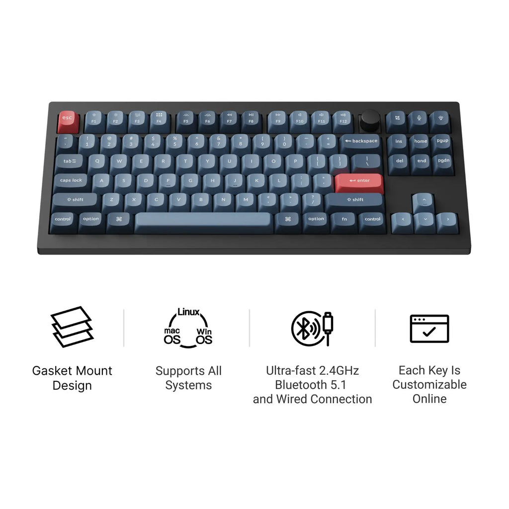Keychron V3 Max QMK/VIA 80% Wireless Custom Mechanical Keyboard (Brown Switch) – Carbon Black
